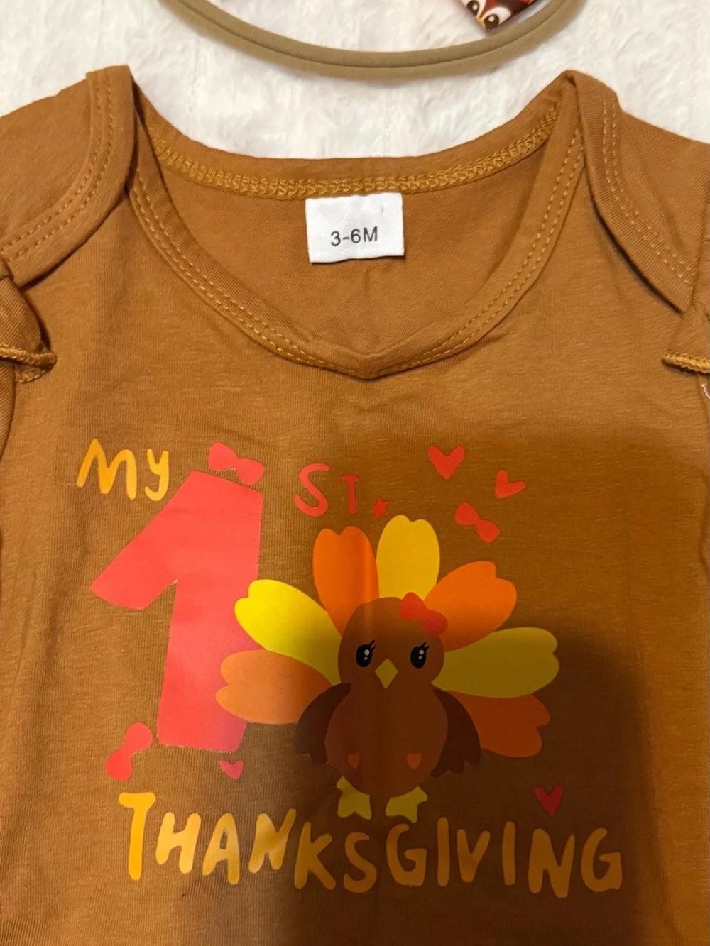 Toddler Brown Thanksgiving Turkey Tutu Dress with Headband